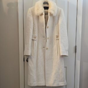 Moda International Cream Teddy Jacket with Faux Fur Collar
